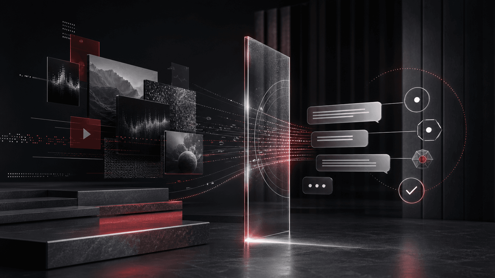 Layered digital media passing through a transparent verification boundary